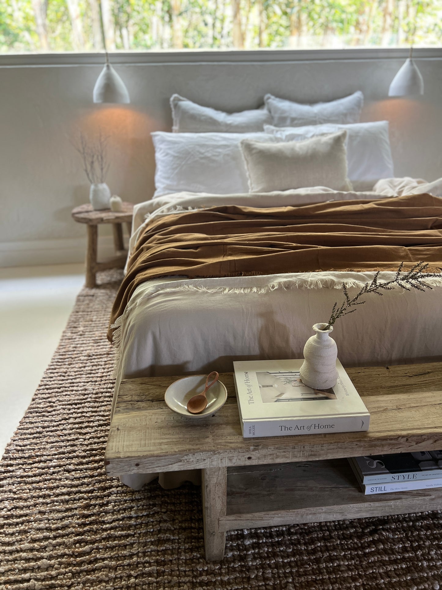 Ramie Fringed Throw - Cinnamon
