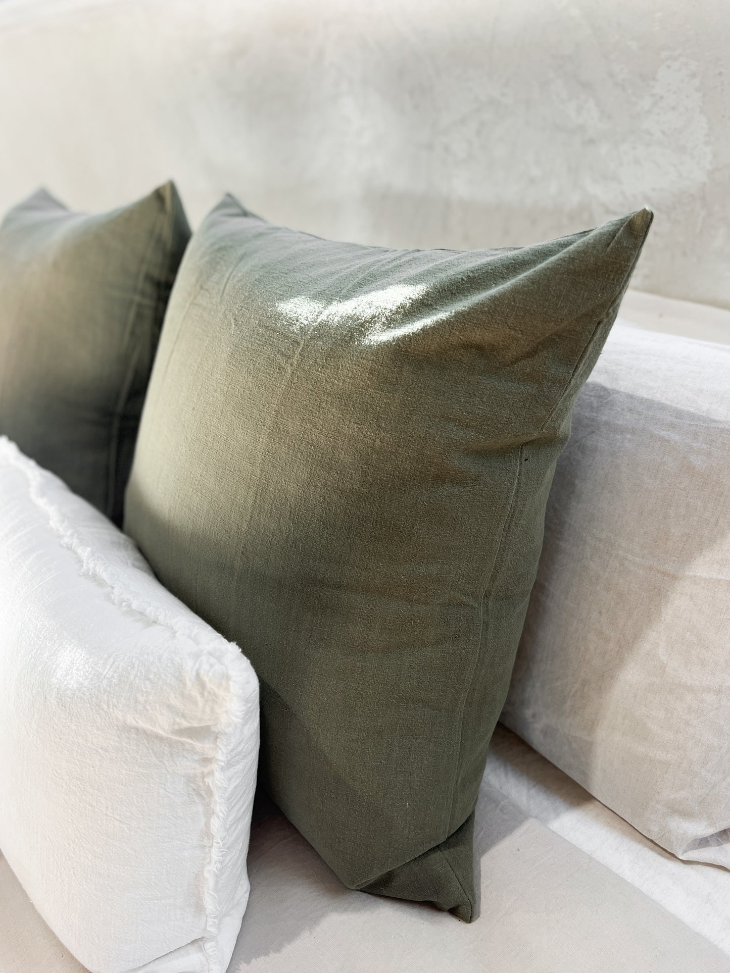 Ramie Euro Cushion - Olive