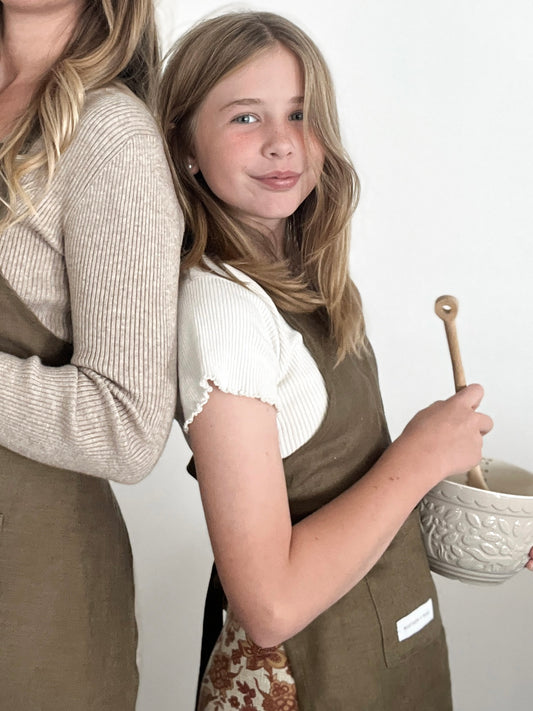 MINI 'Everyday' Linen Apron - Olive