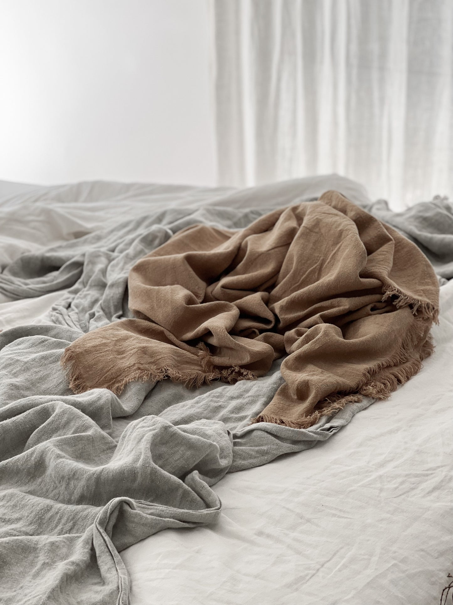 Ramie Fringed Throw - Husk