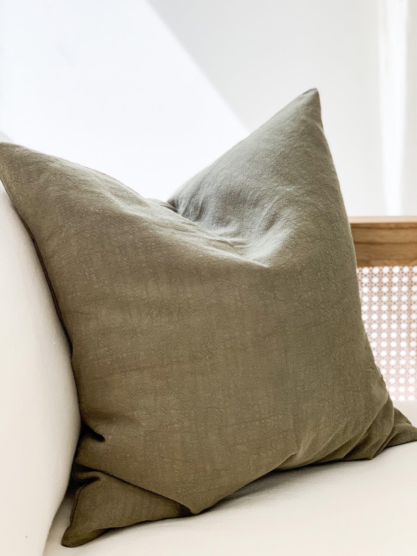 Ramie Standard Cushion - Olive