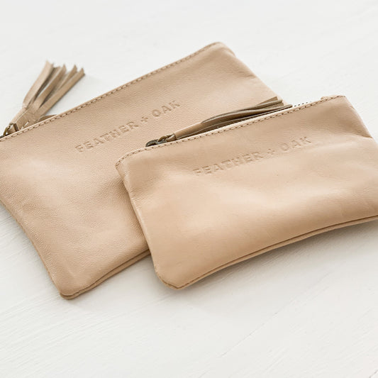 Leather Essentials Zip Purse - Nude Apricot