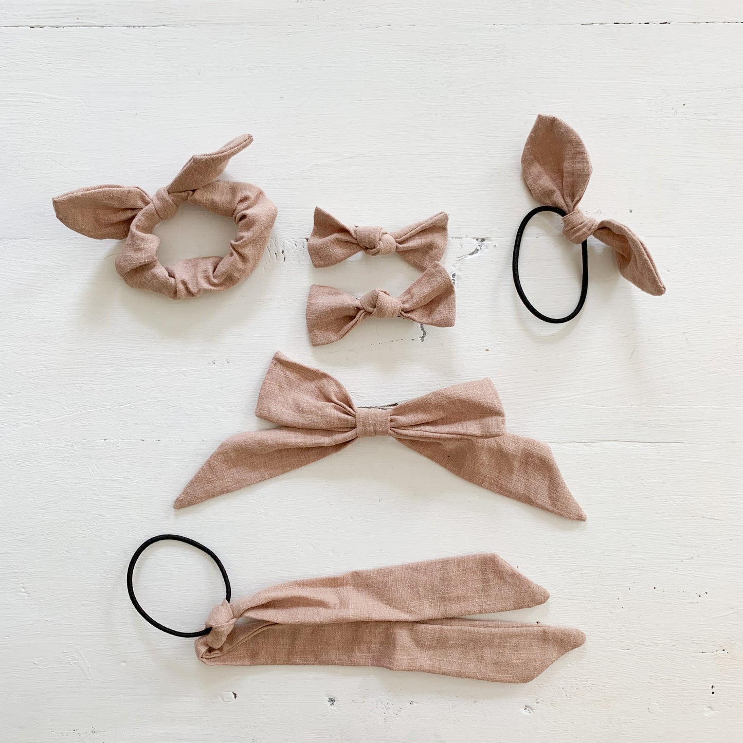 Ramie Hair Bows - Blush
