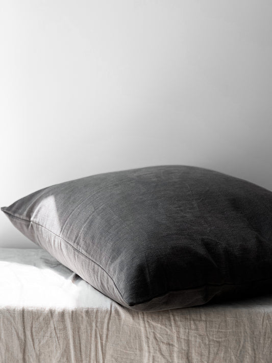 Ramie Euro Cushion - Charcoal