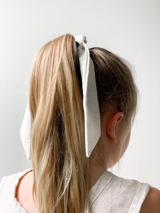Ramie Hair Bows - Chalk