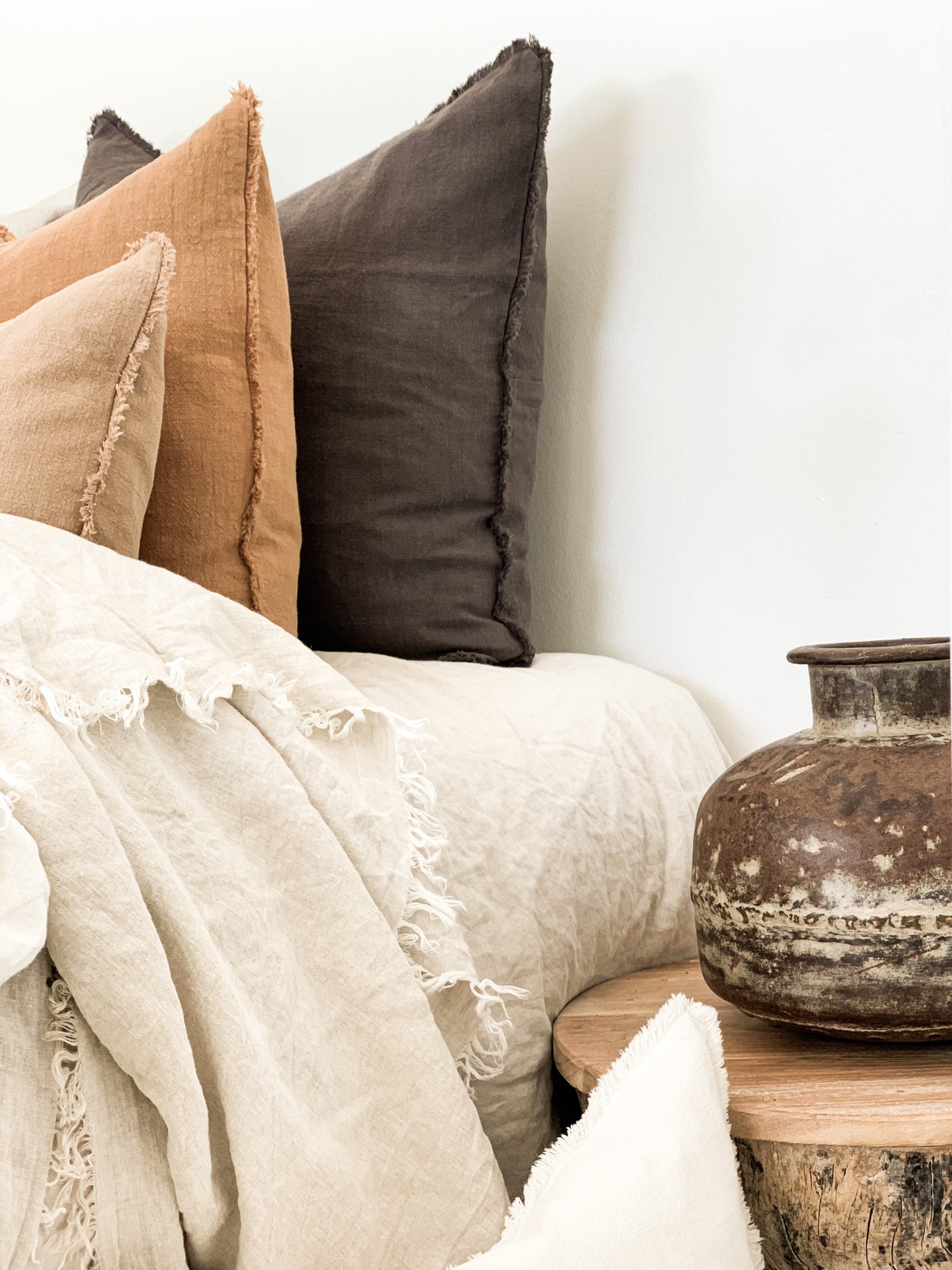 Ramie Euro Cushion - Charcoal