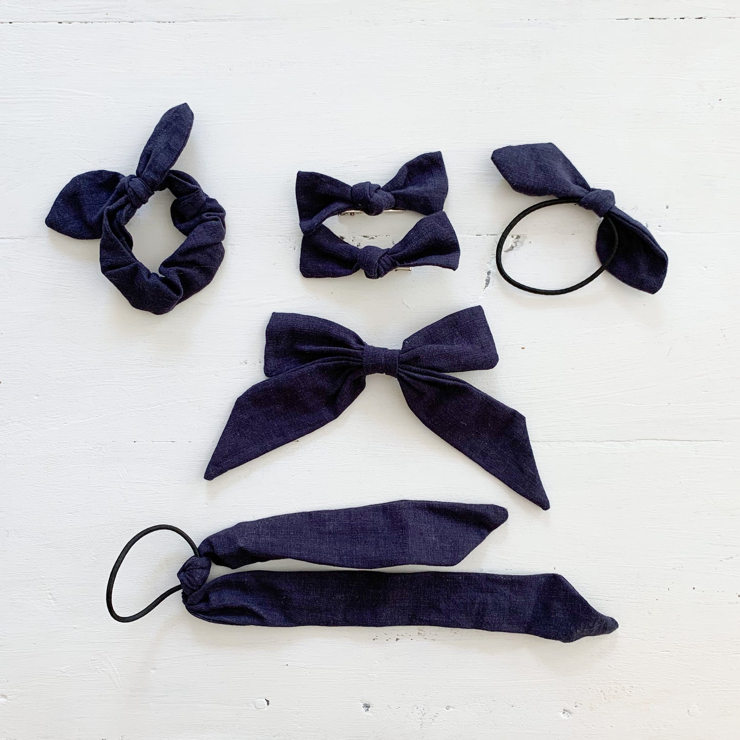Ramie Hair Bows - Navy