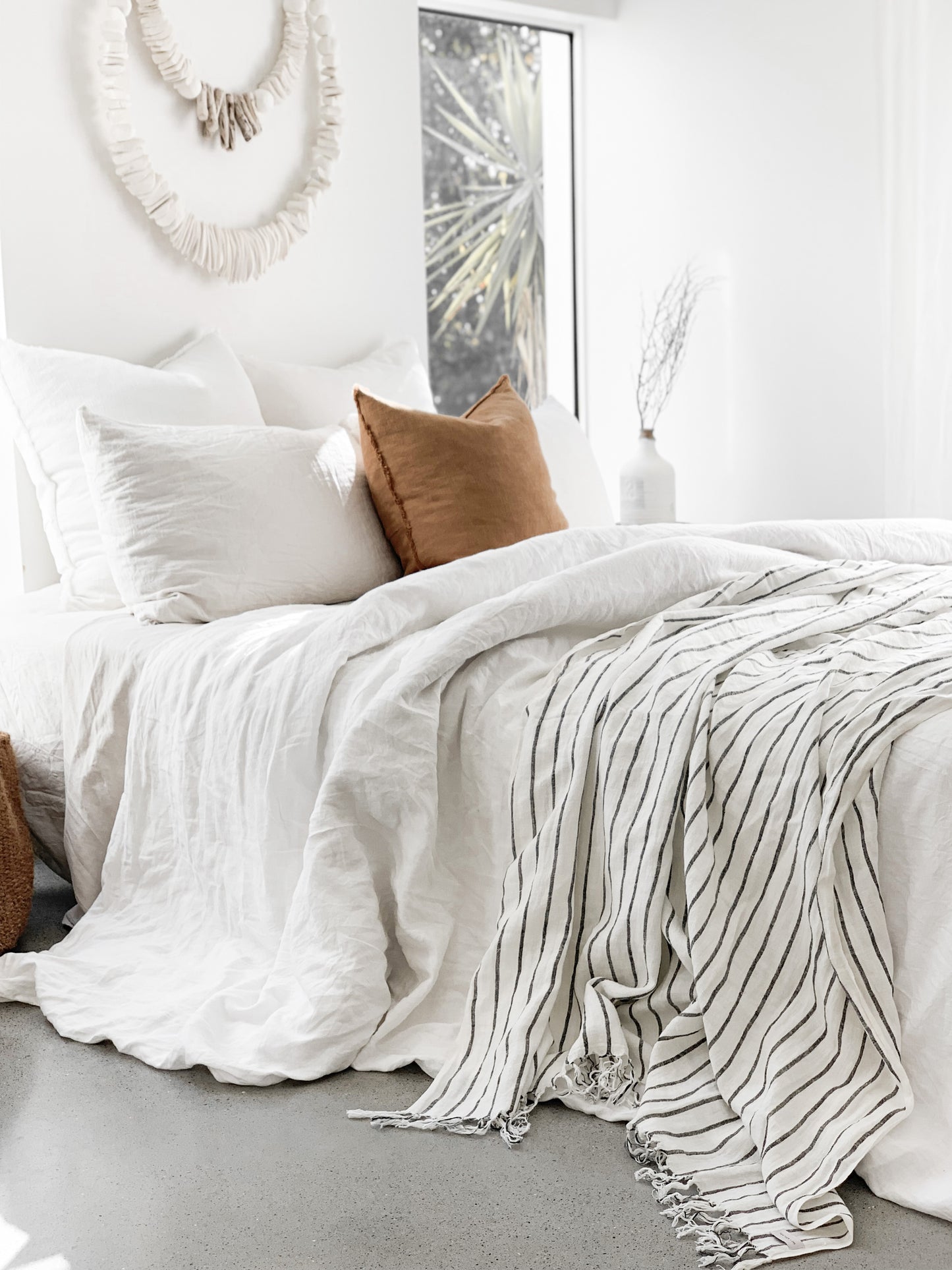 Omala Pure Linen Throw - Rustic Stripe