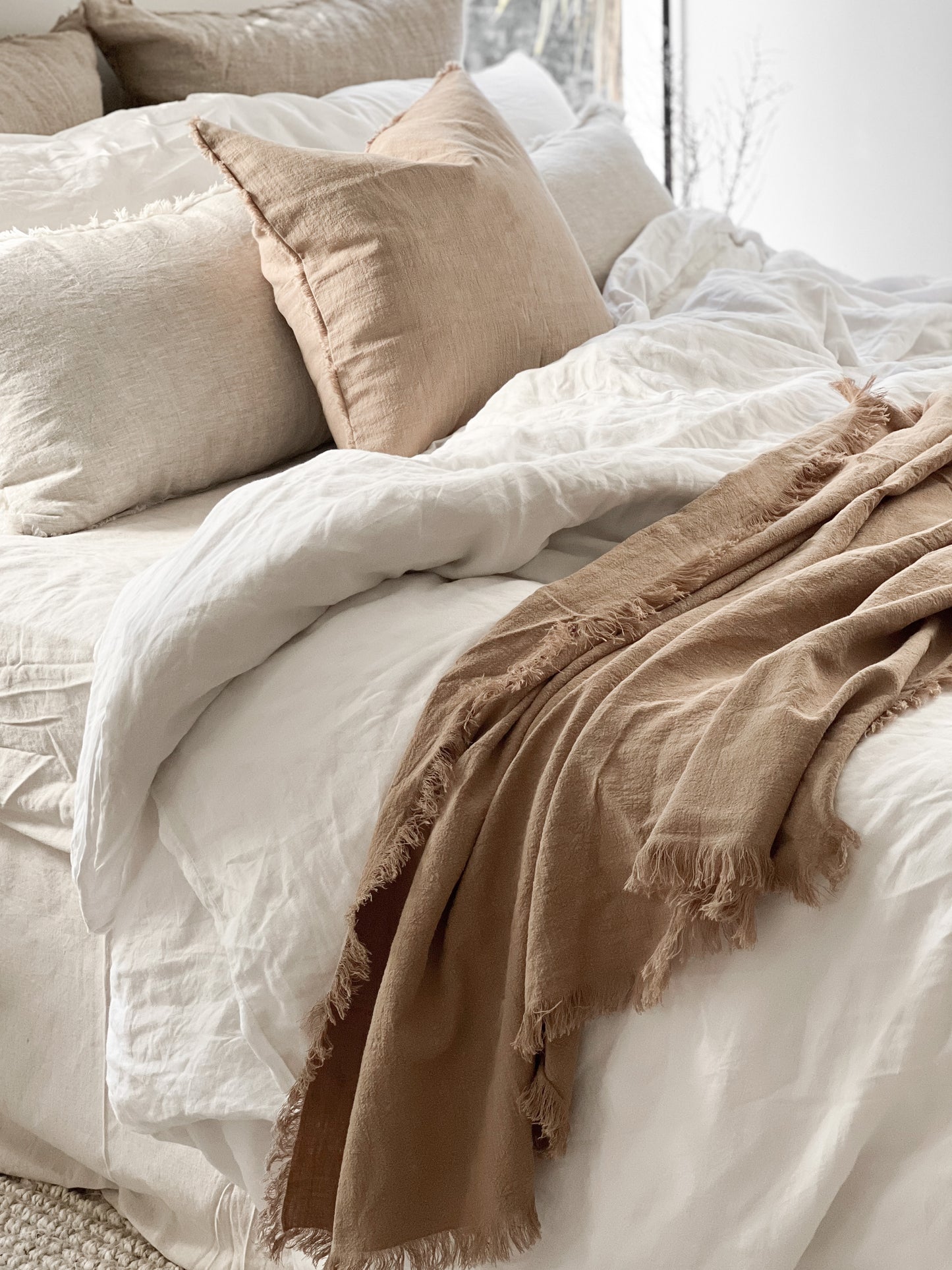 Ramie Fringed Throw - Husk