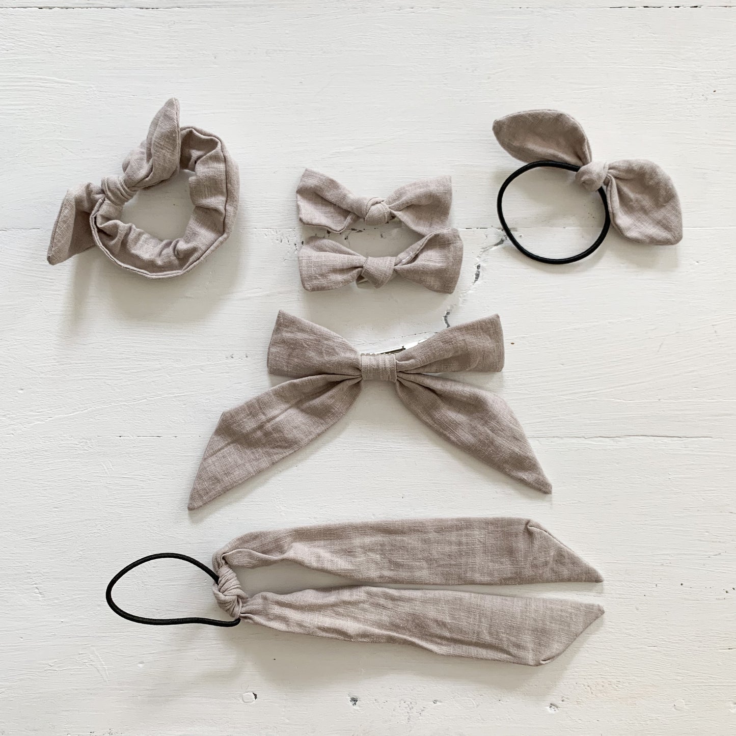 Ramie Hair Bows - Pebble