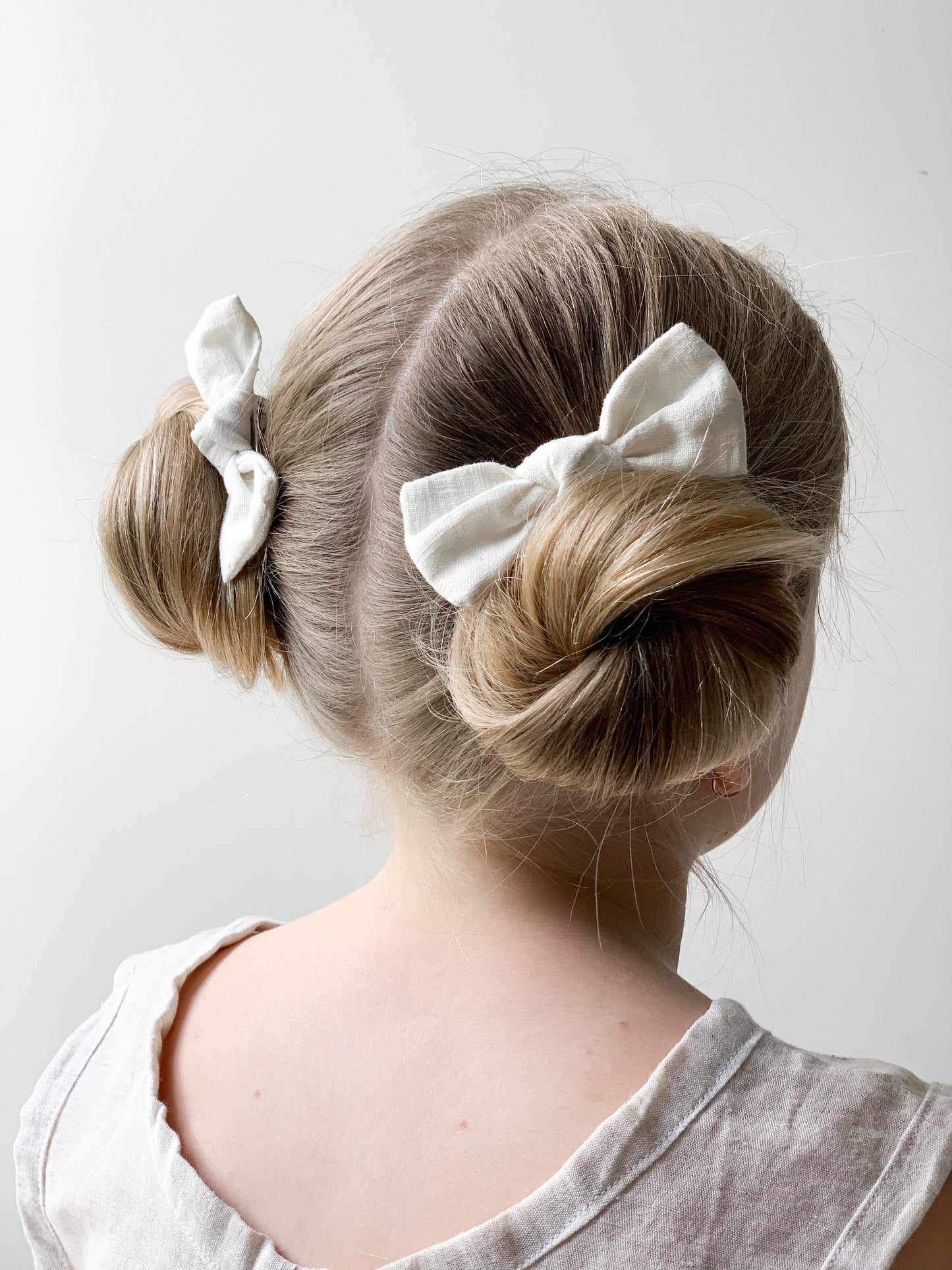 Ramie Hair Bows - Chalk