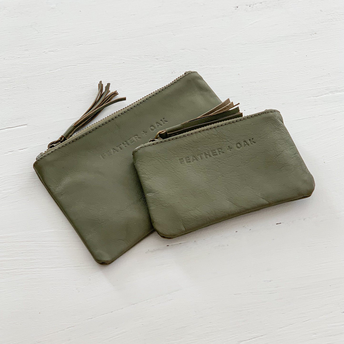 Leather Essentials Zip Purse - Olive