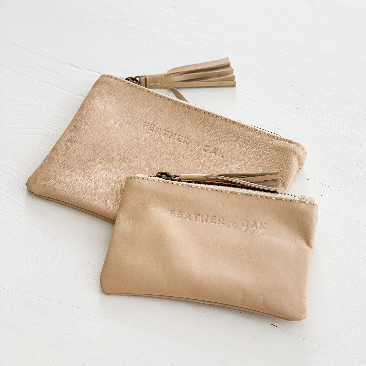 Leather Essentials Zip Purse - Nude Apricot
