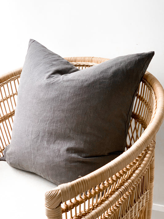 Ramie Euro Cushion - Charcoal