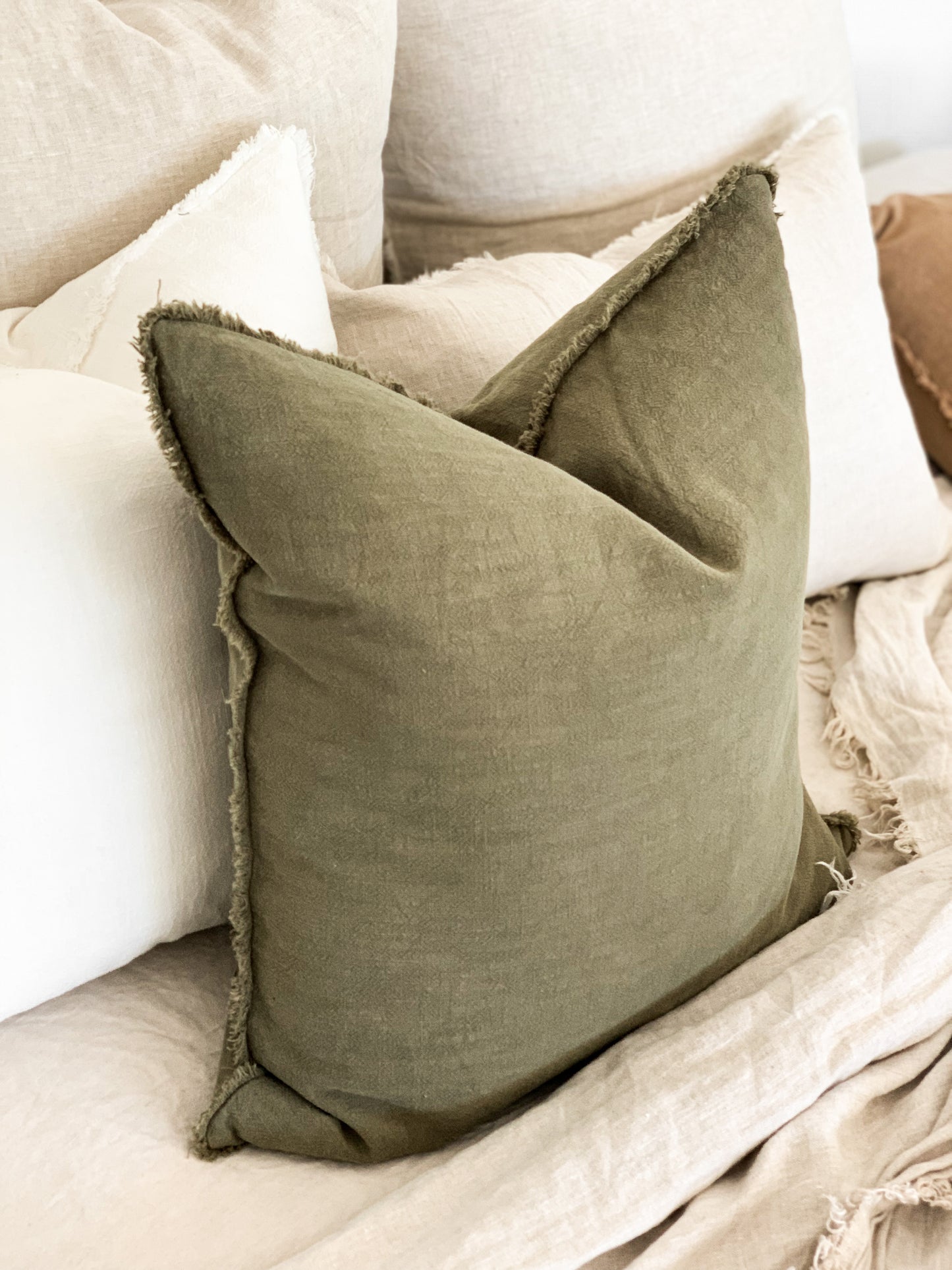 Ramie Standard Cushion - Olive