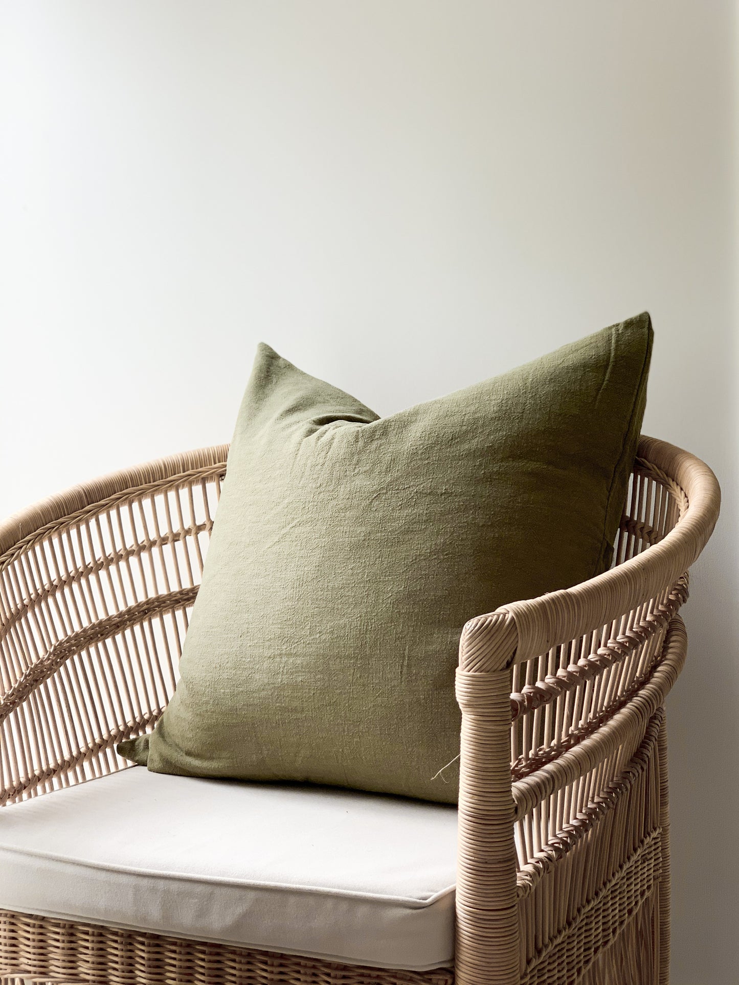 Ramie Euro Cushion - Olive