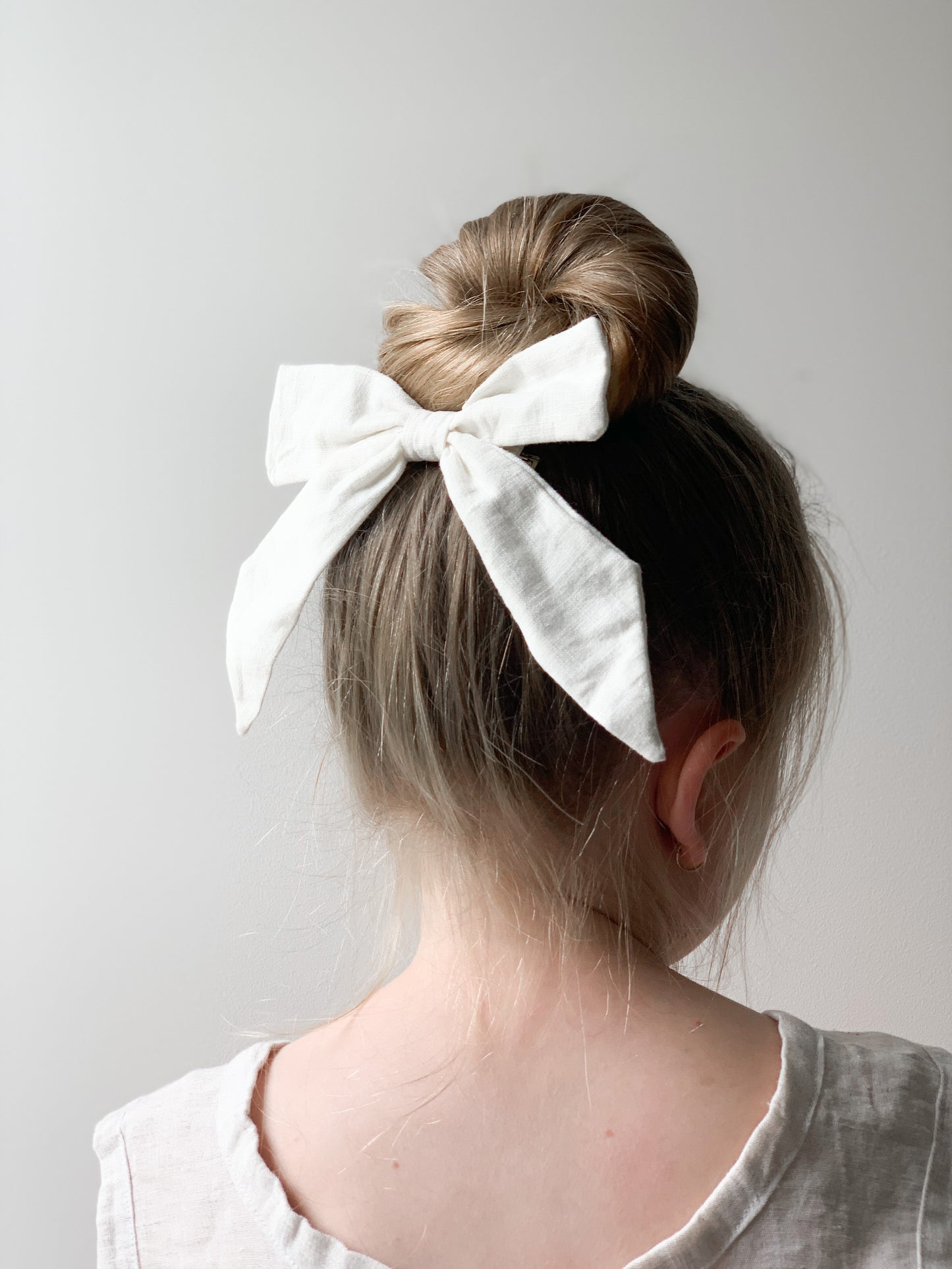 Ramie Hair Bows - Chalk