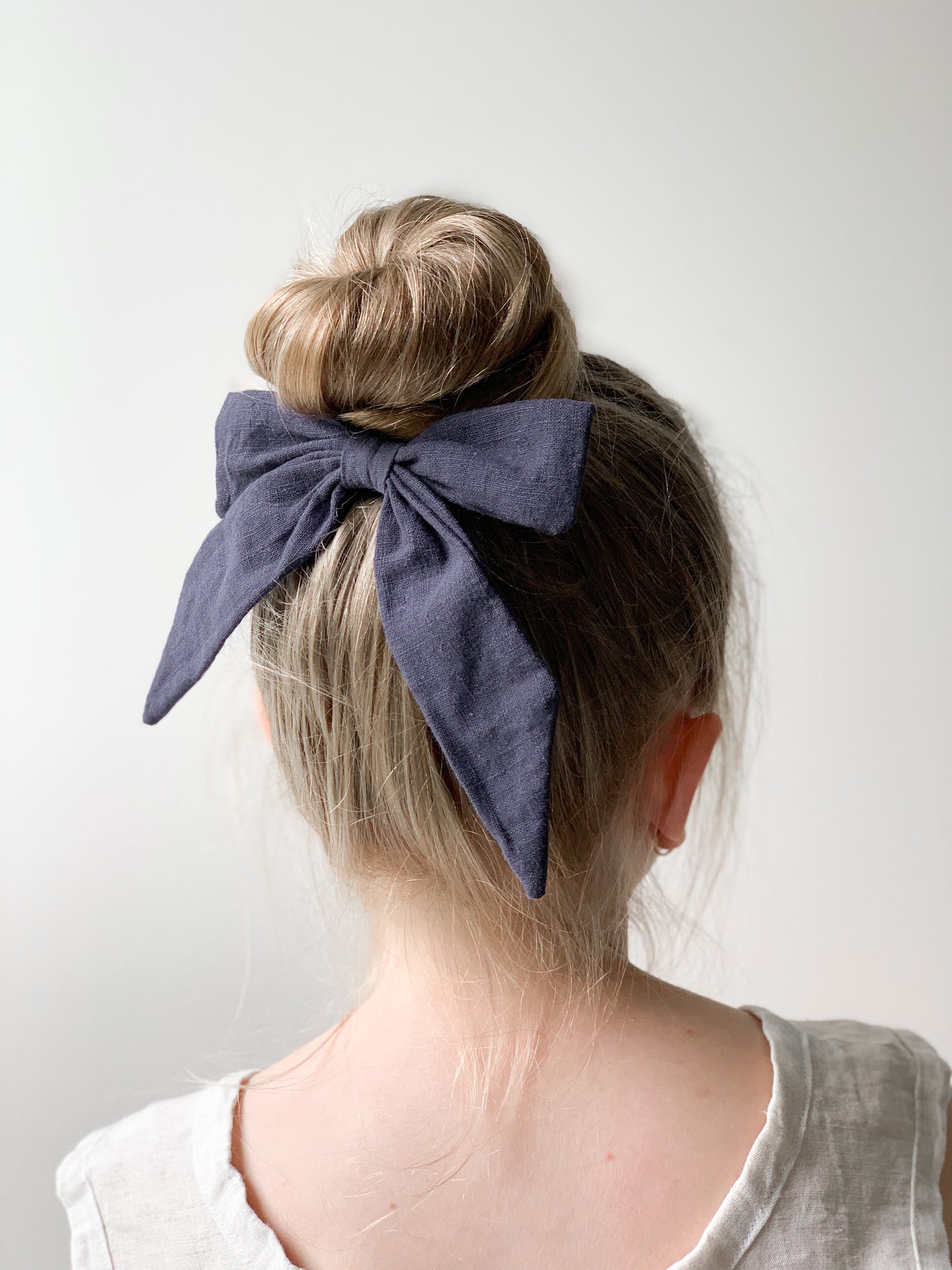 Ramie Hair Bows - Navy