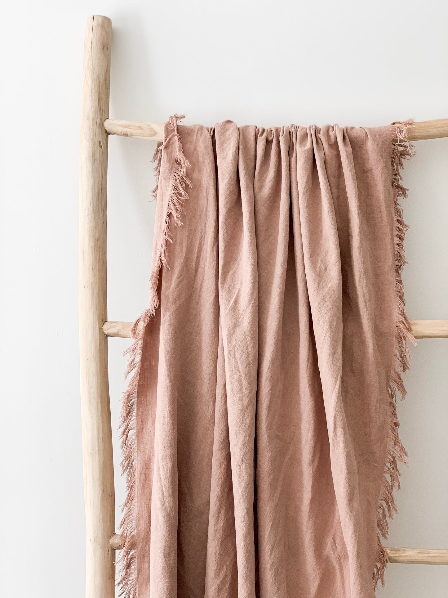 Ramie Fringed Throw - Blush