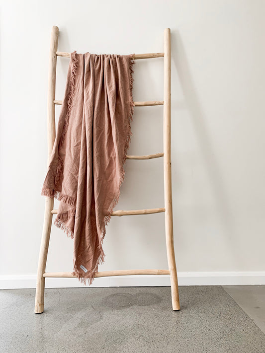 Ramie Fringed Throw - Blush