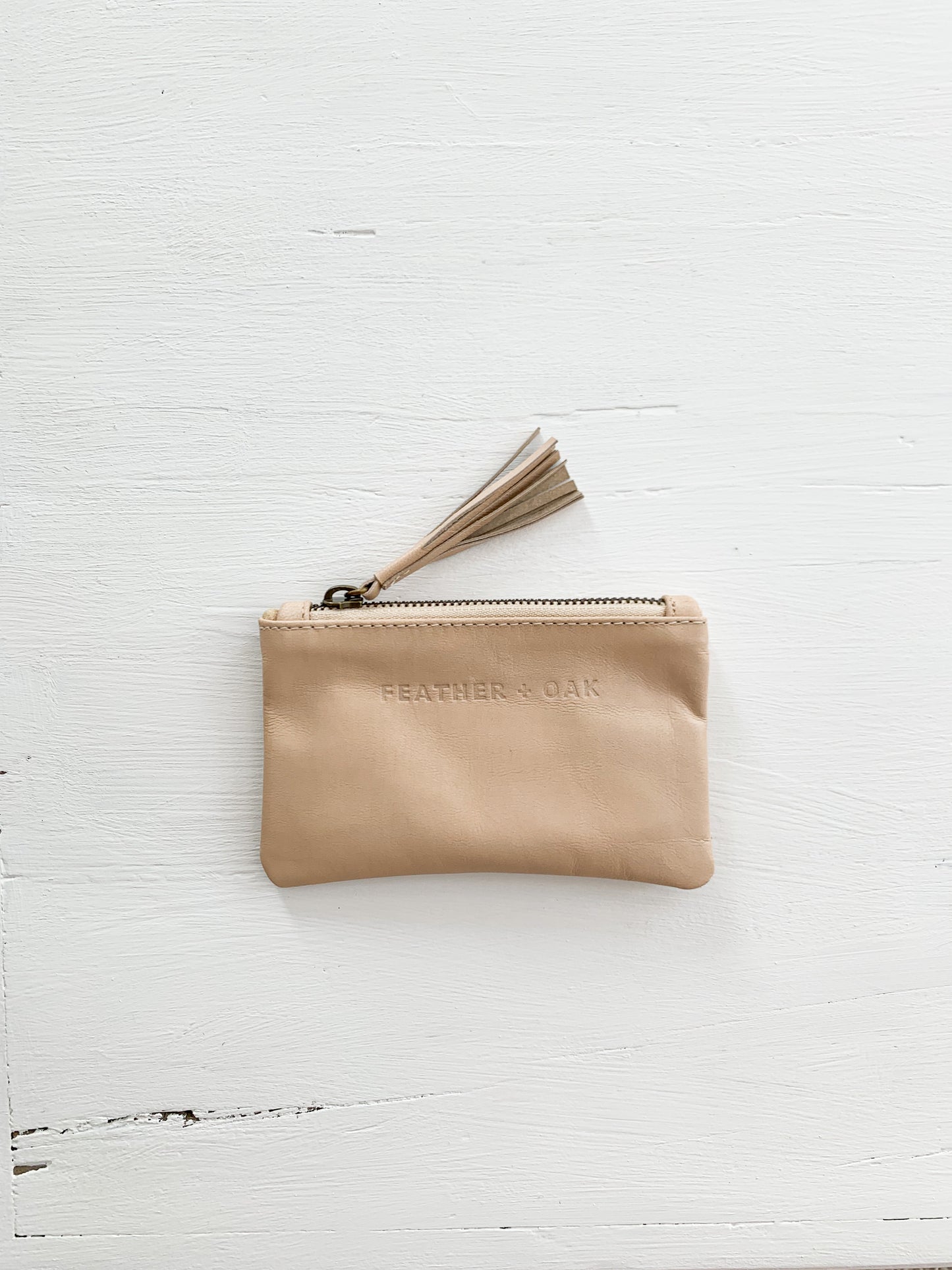 Leather Essentials Zip Purse - Nude Apricot