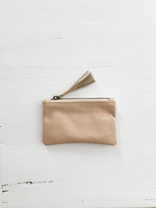 Leather Essentials Zip Purse - Nude Apricot