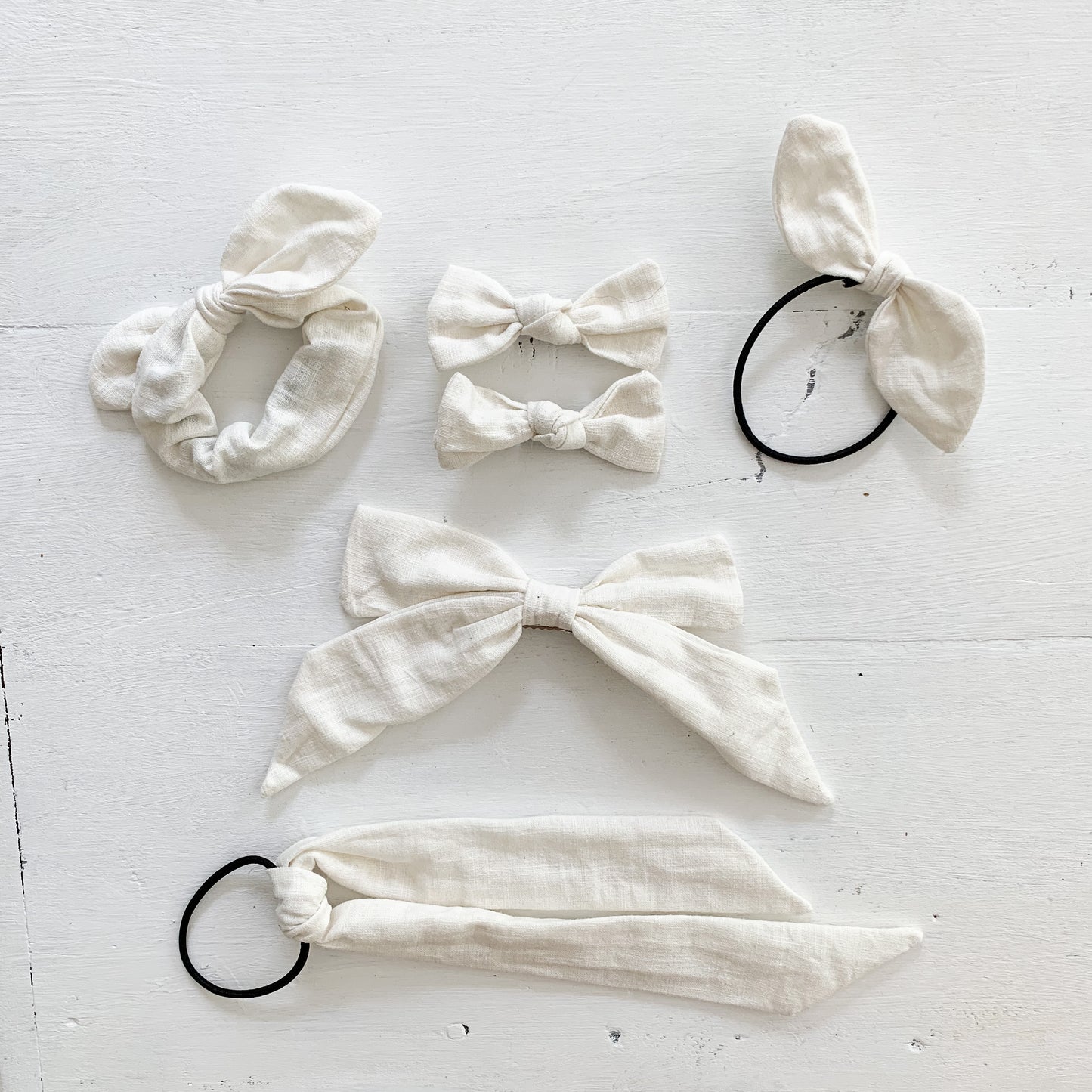 Ramie Hair Bows - Chalk