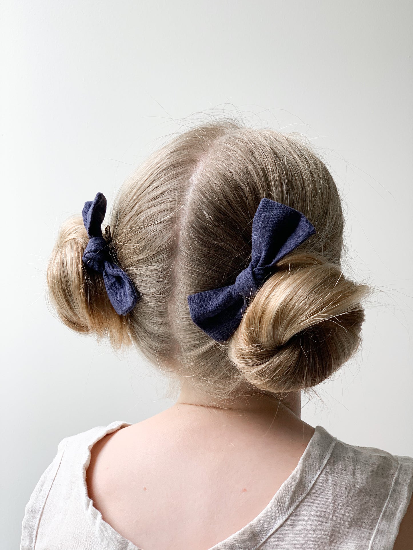 Ramie Hair Bows - Navy