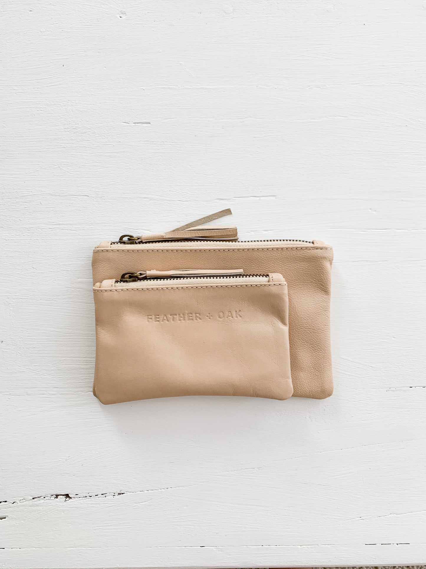 Leather Essentials Zip Purse - Nude Apricot