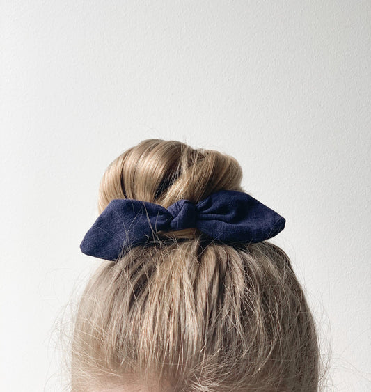 Ramie Hair Bows - Navy