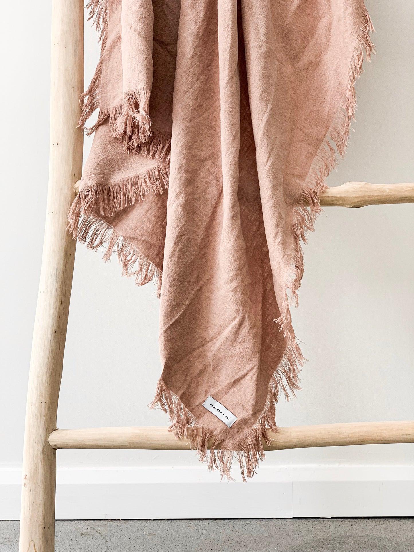 Ramie Fringed Throw - Blush