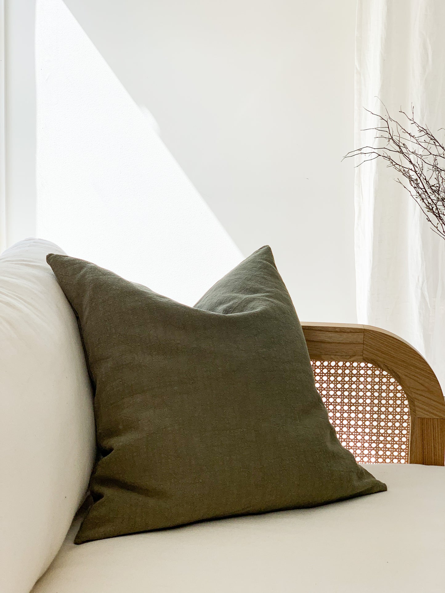Ramie Standard Cushion - Olive