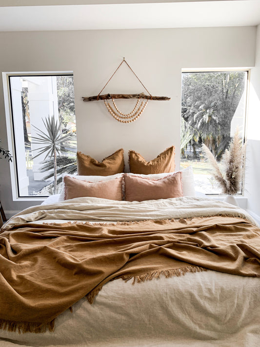 Ramie Euro Cushion - Cinnamon