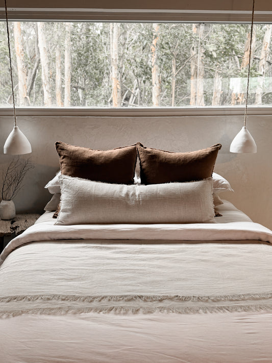 Extra-Long Linen Lumbar Cushion - Flax