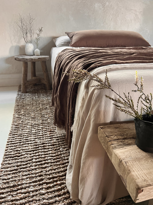 Extra-Long Linen Lumbar Cushion - Cocoa