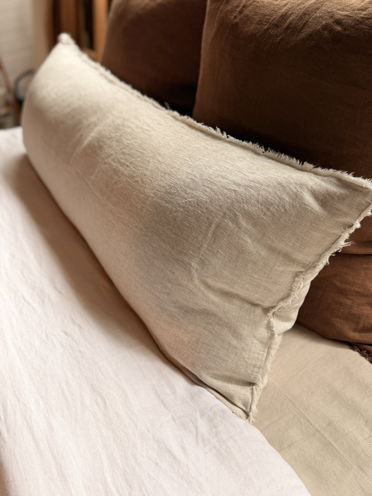 Extra-Long Linen Lumbar Cushion - Flax