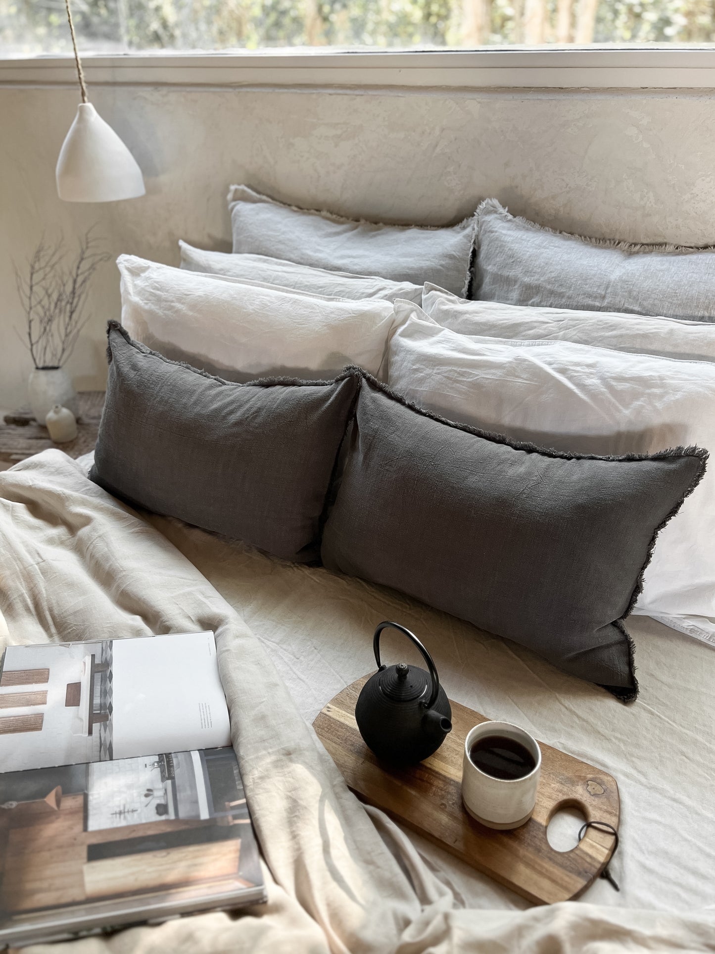 Ramie Lumbar Cushion - Charcoal