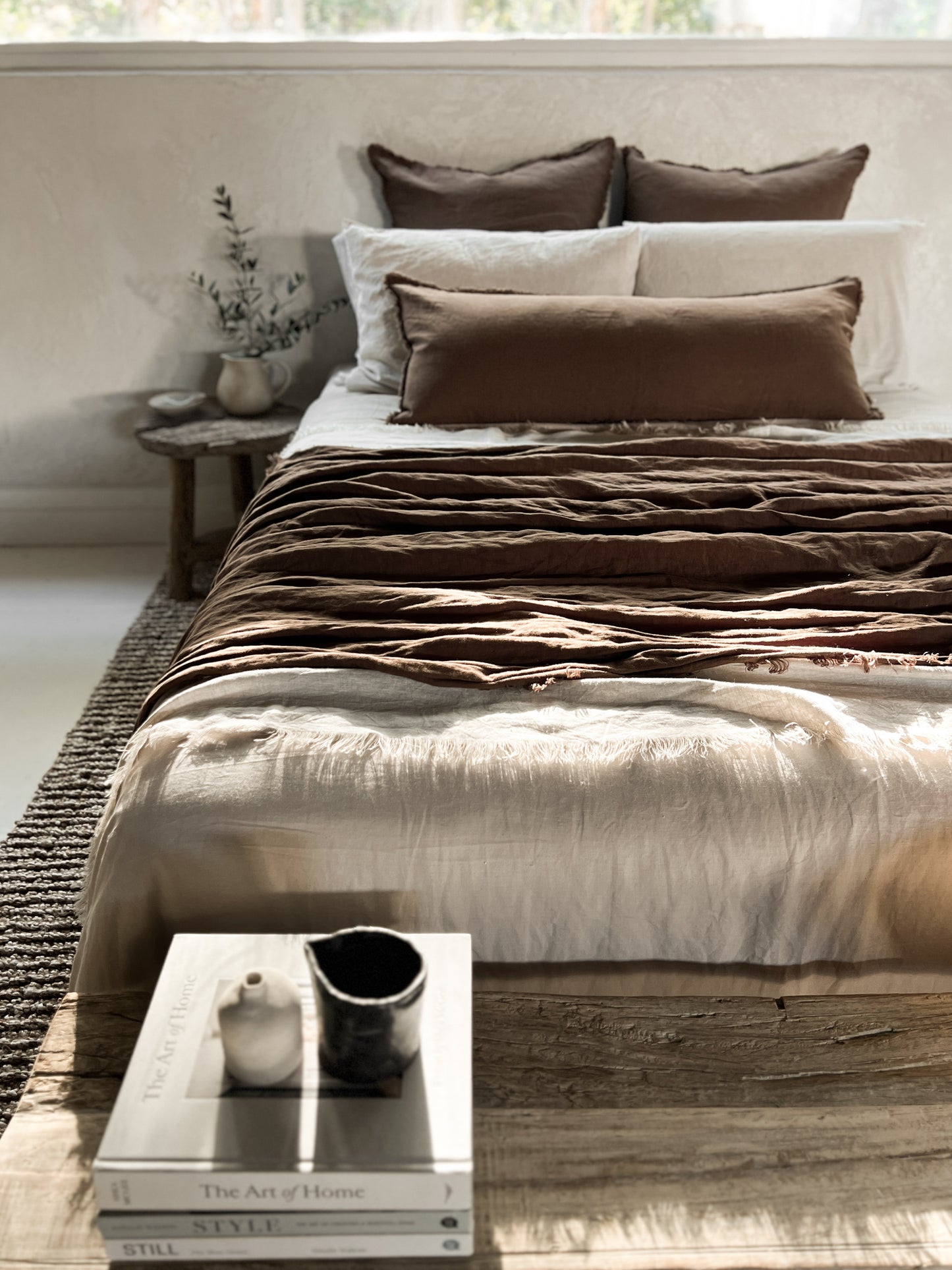 Extra-Long Linen Lumbar Cushion - Cocoa