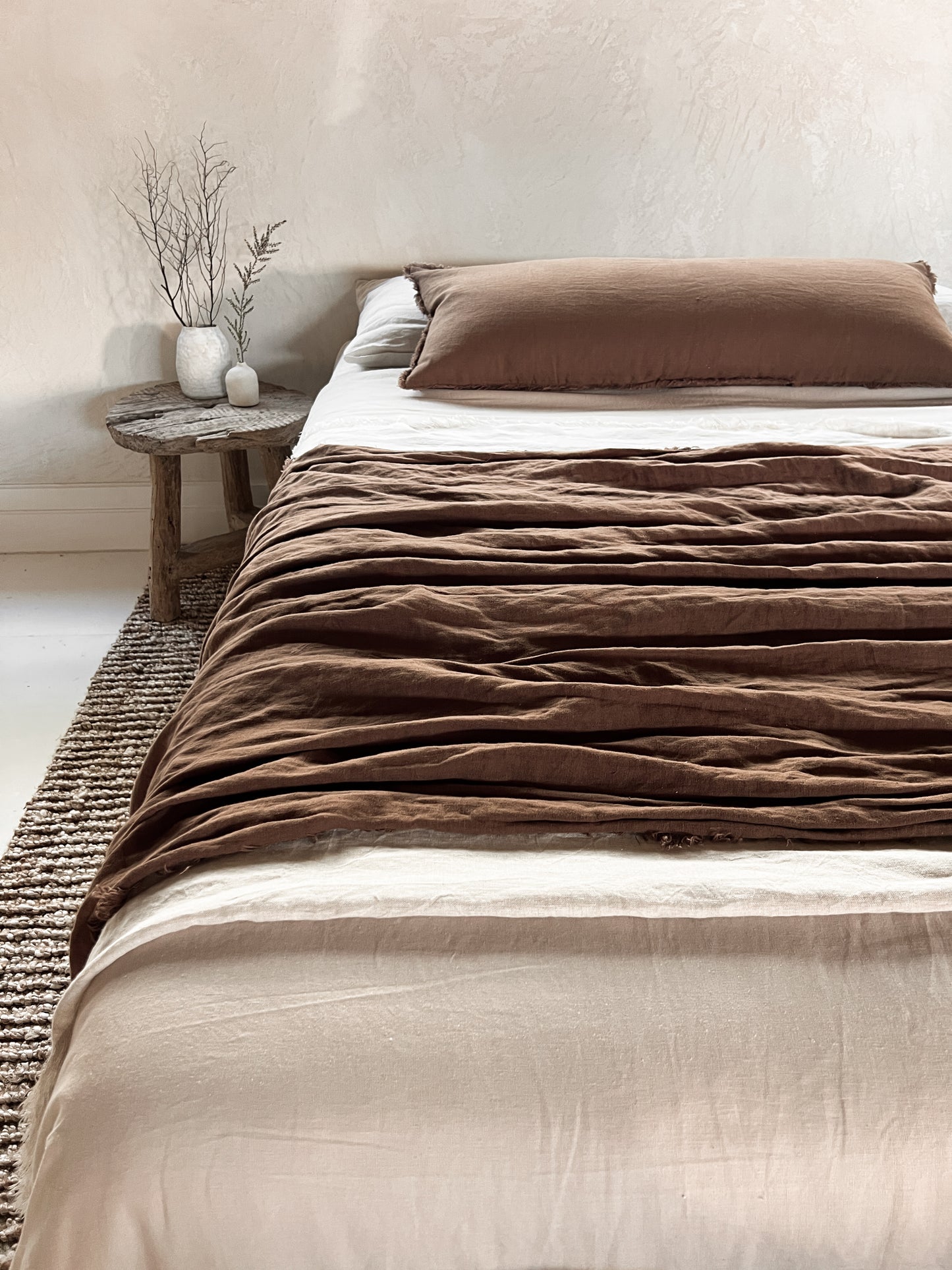 Extra-Long Linen Lumbar Cushion - Cocoa