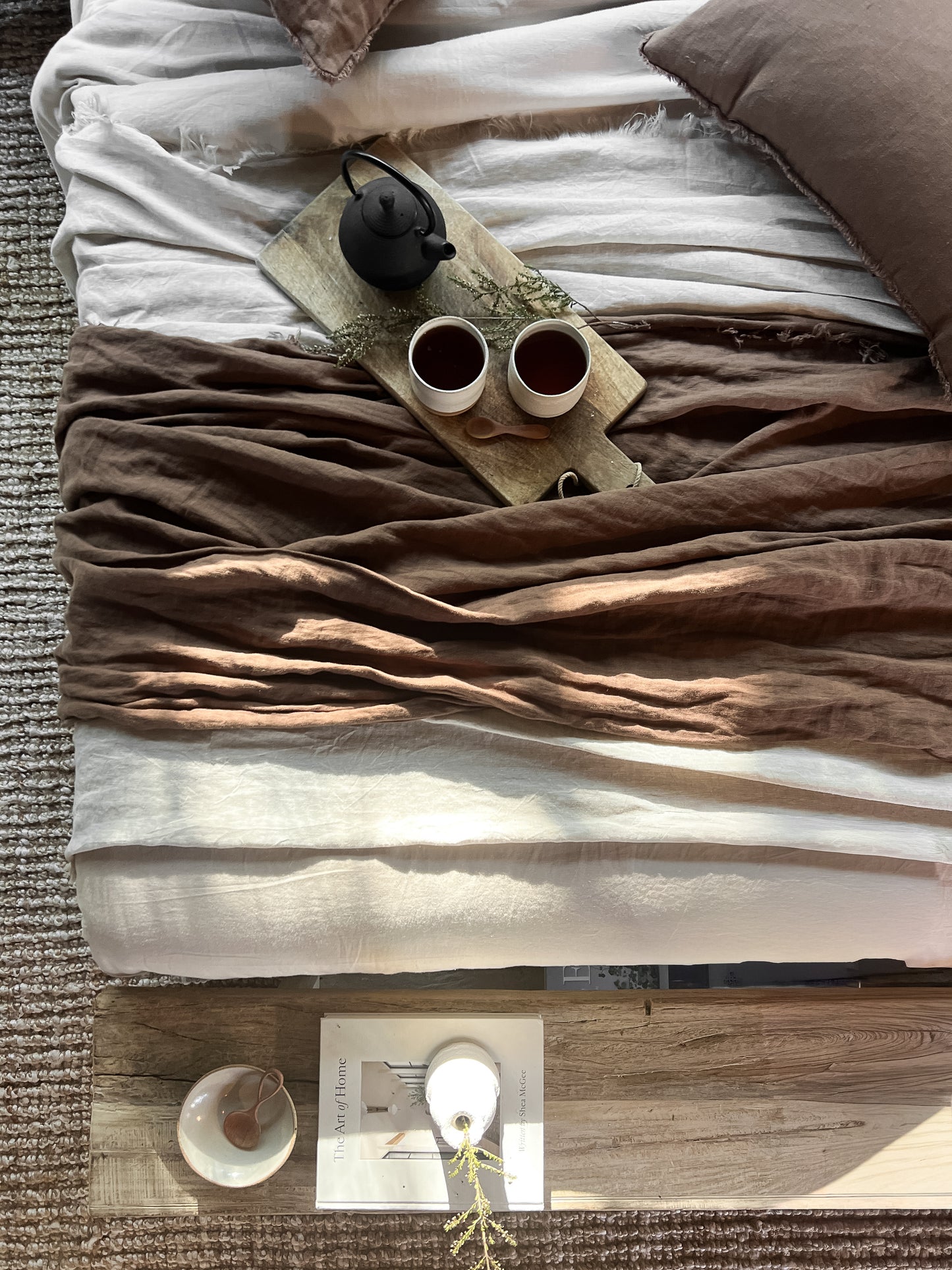 Linen Fringed Throw - Cocoa