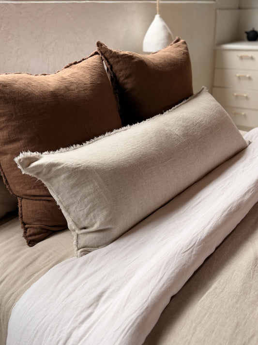 Extra-Long Linen Lumbar Cushion - Flax