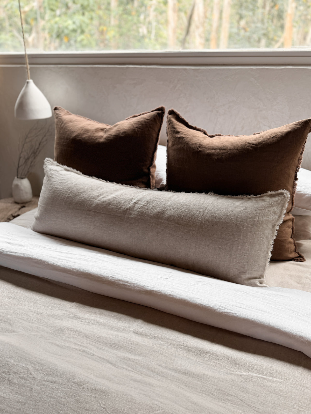 Extra-Long Linen Lumbar Cushion - Flax