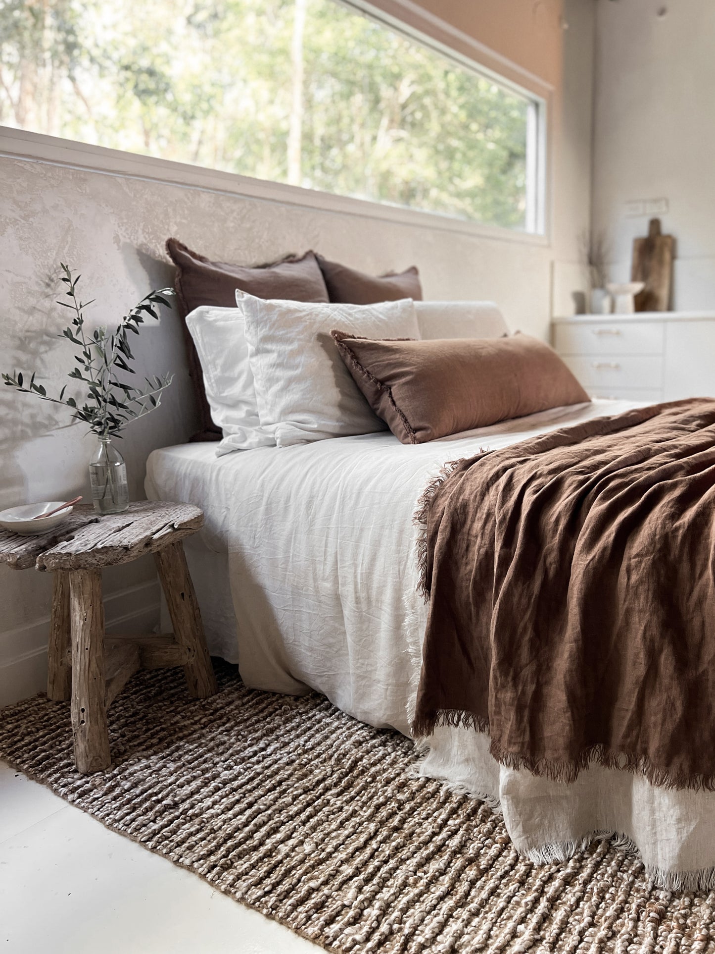 Extra-Long Linen Lumbar Cushion - Cocoa