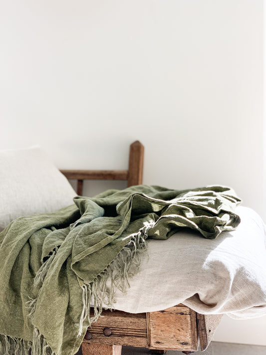 Omala Pure Linen Throw - Dried Herb