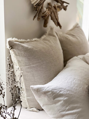 Linen Euro Cushion - Flax