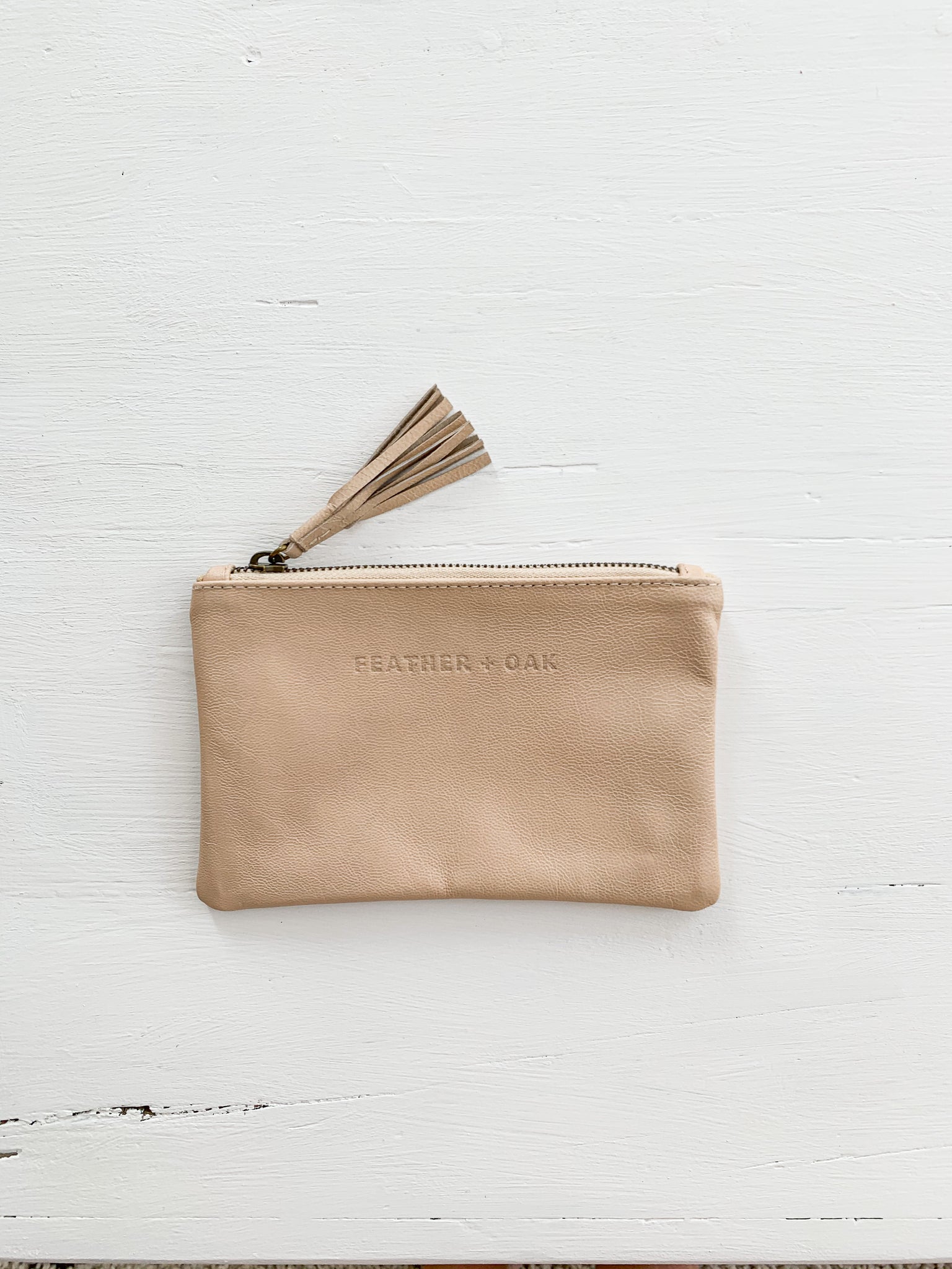 Leather Essentials Zip Purse - Nude Apricot