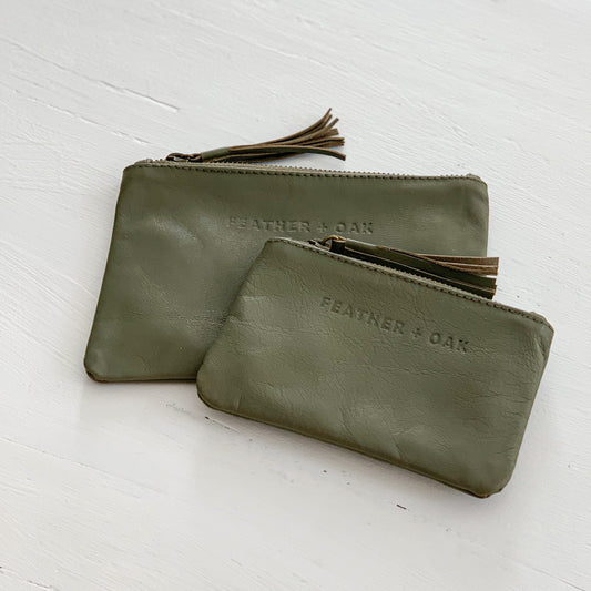 Leather Essentials Zip Purse - Olive