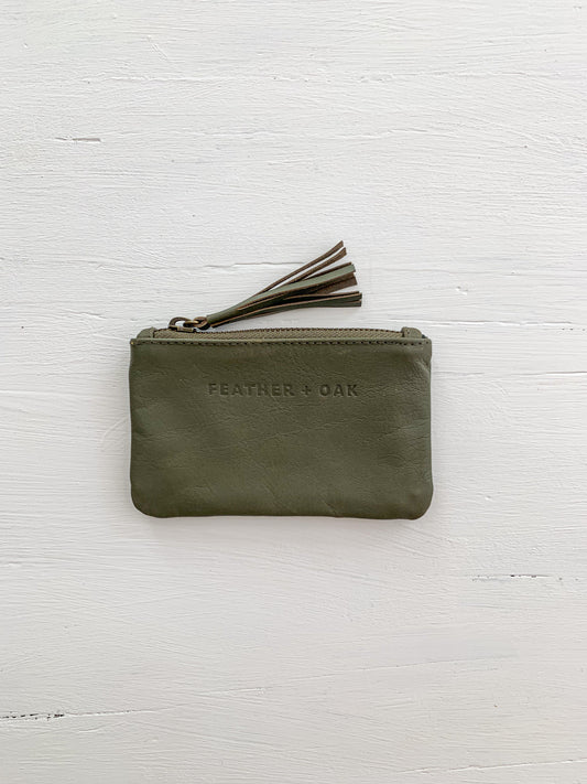 Leather Essentials Zip Purse - Olive