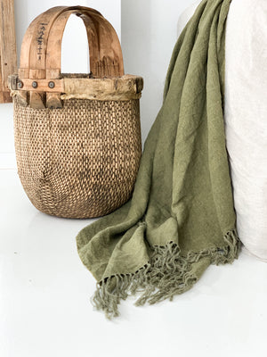 Omala Pure Linen Throw - Dried Herb