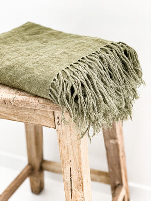 Omala Pure Linen Throw - Dried Herb